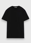 Siyah Düz İpek Karışımlı T-Shirt