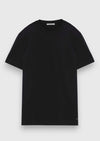 Siyah Düz İpek Karışımlı T-Shirt