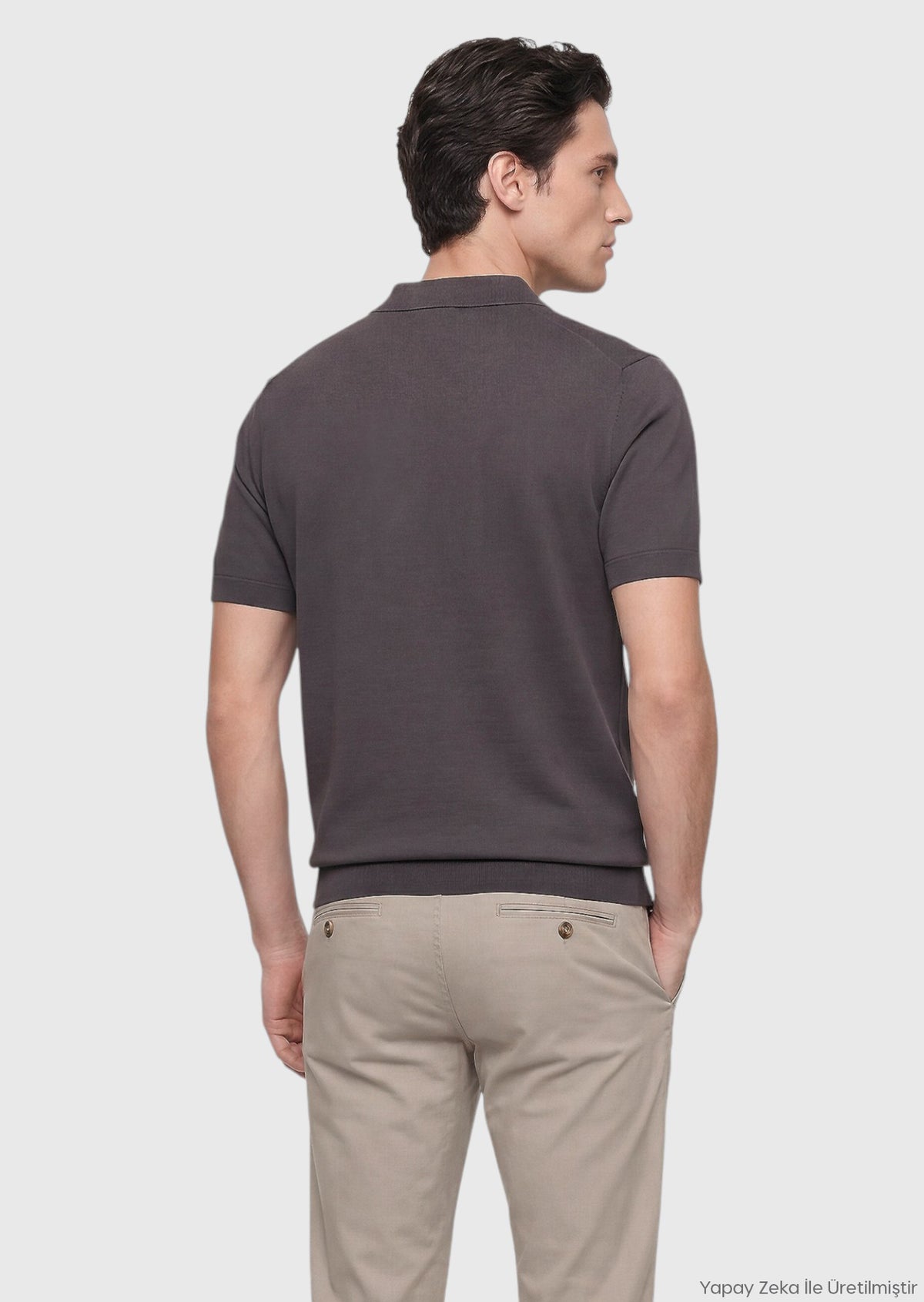 Kahverengi Düz %100 Pamuk T-Shirt