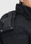 Siyah Regular Fit Kapüşonlu Casual Dokuma Mont