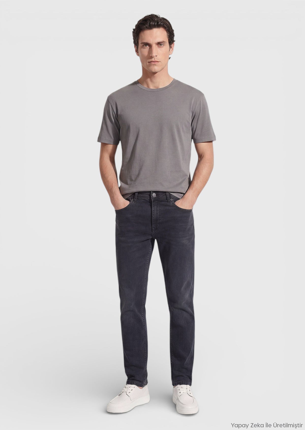 Gri Düz T-Shirt
