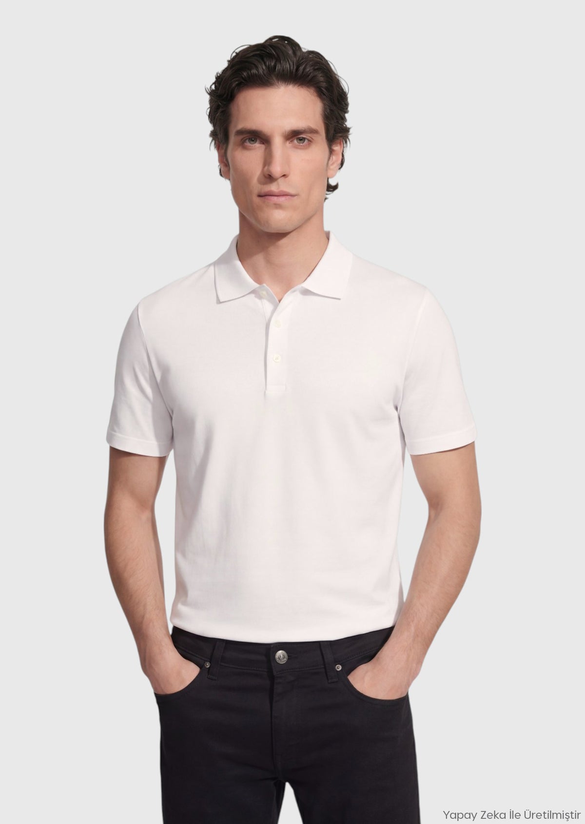 Açık Gri Düz Pamuk Karışımlı T-Shirt