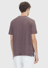 Mürdüm Düz %100 Keten T-Shirt