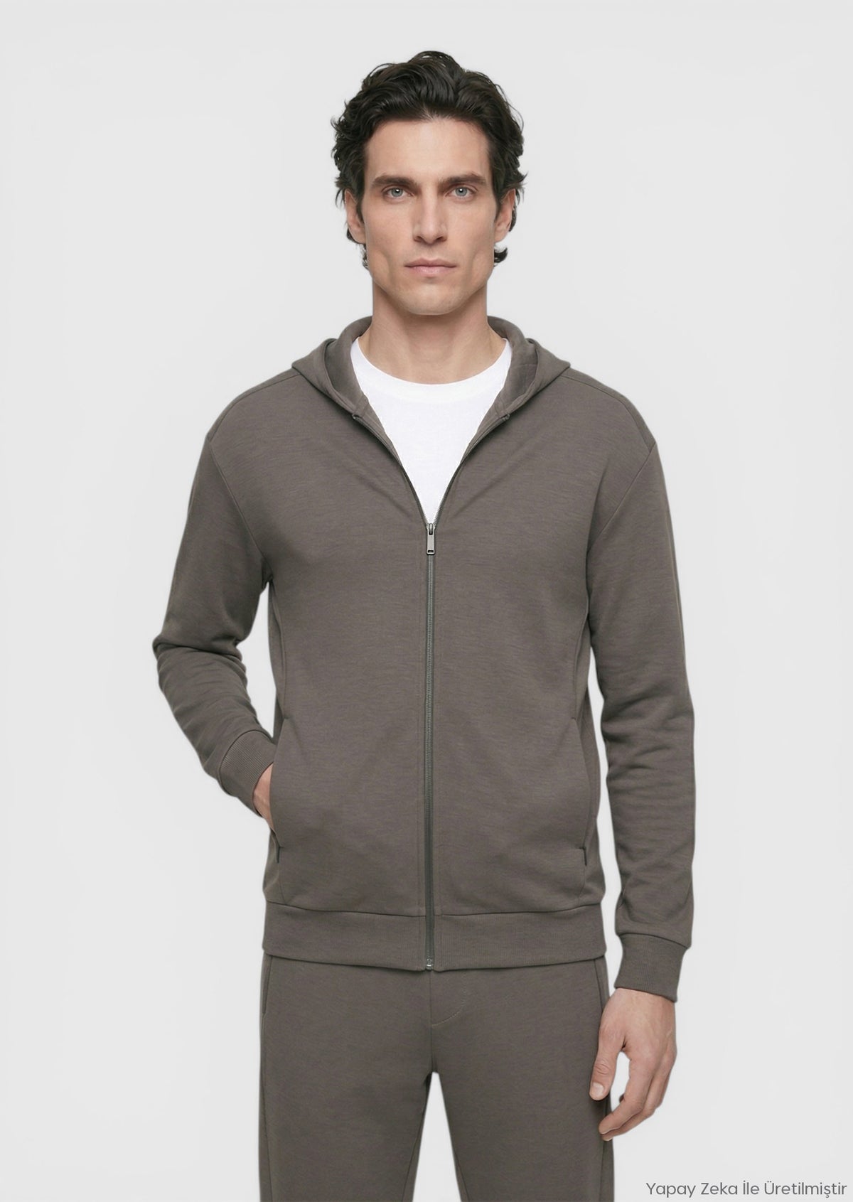 Damson Color Hooded Plain Sweatshirt