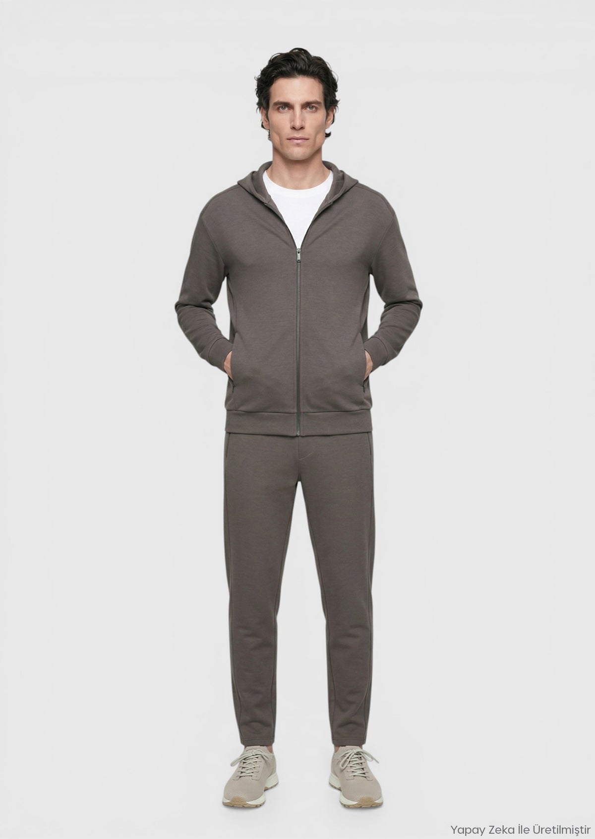 Mürdüm Kapüşonlu Düz Sweatshırt