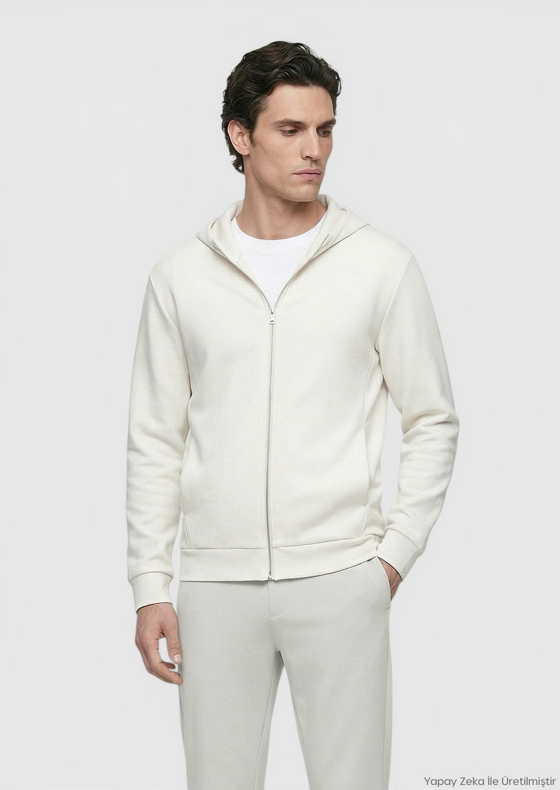 Taş Kapüşonlu Düz Sweatshırt