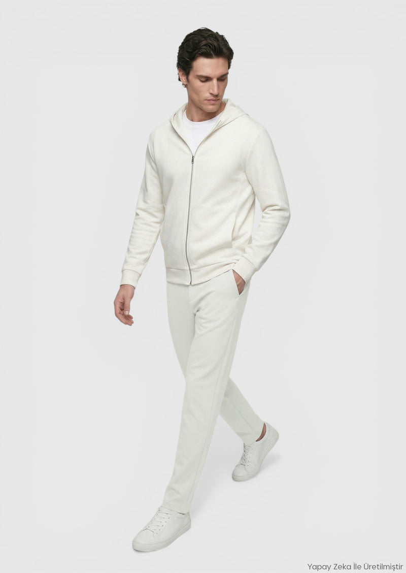 Taş Kapüşonlu Düz Sweatshırt