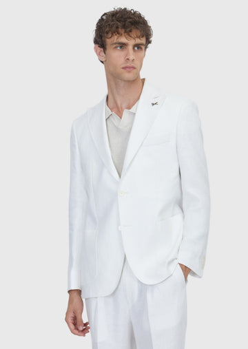 Ekru Düz Zeroweight Slim Fit %100 Keten Takım Elbise