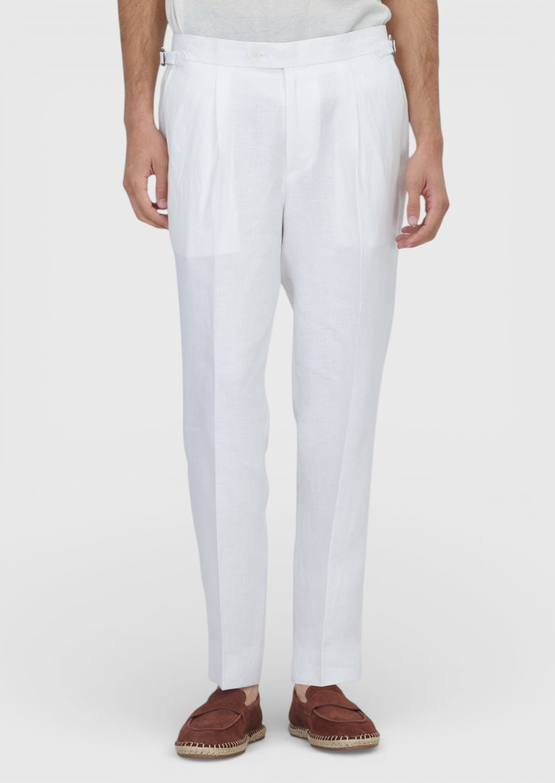Ekru Düz Zeroweight Slim Fit %100 Keten Takım Elbise