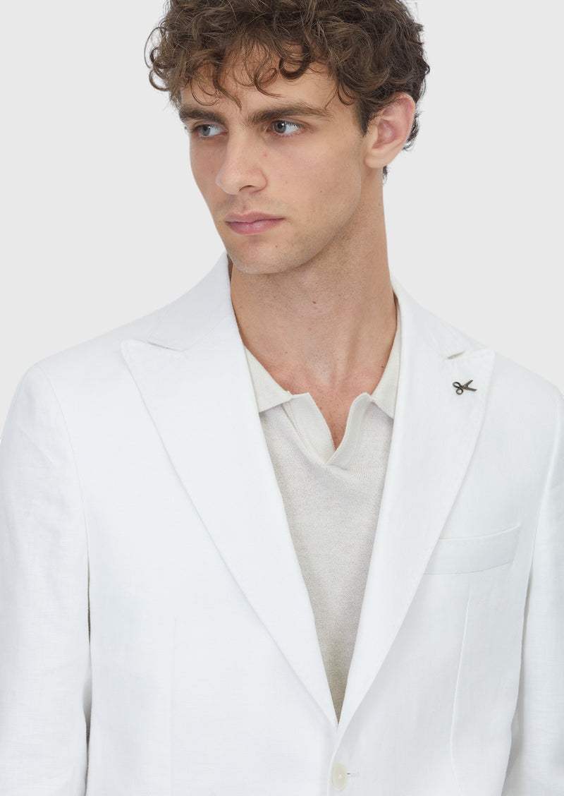 Ekru Düz Zeroweight Slim Fit %100 Keten Takım Elbise