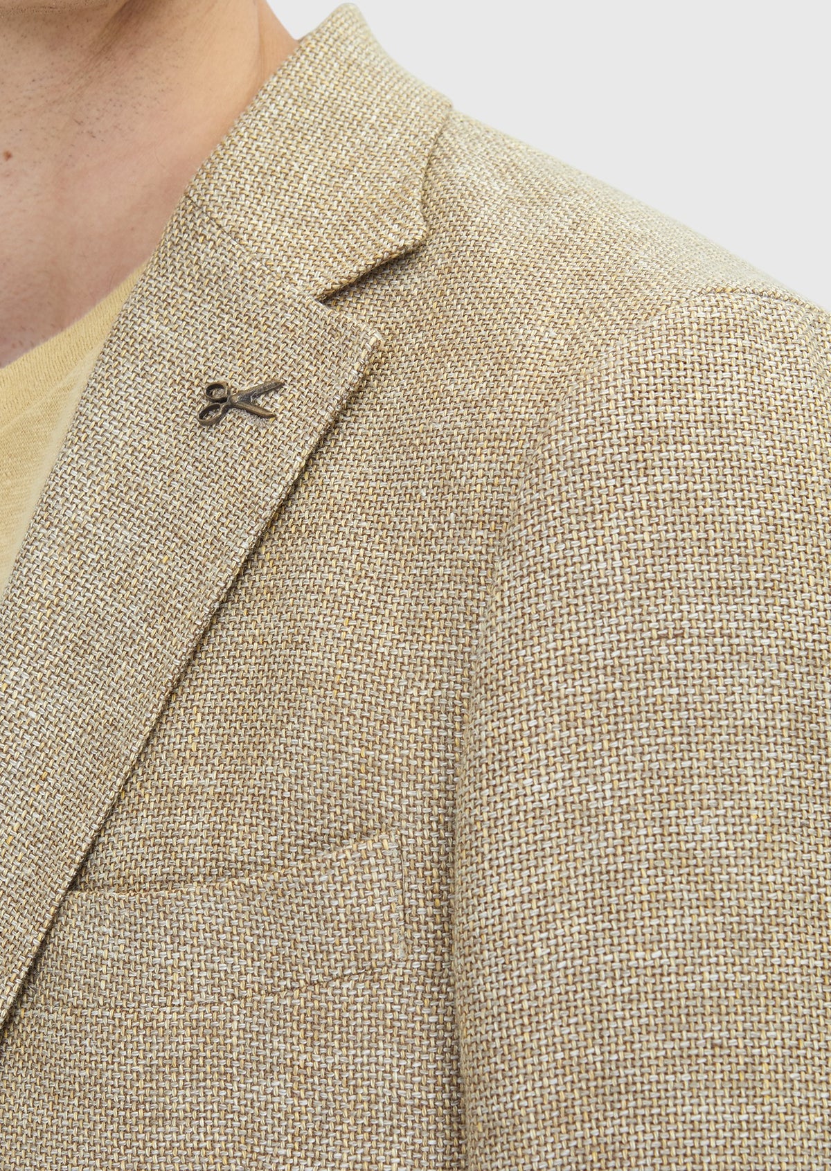 Açık Sarı Shirt Shoulder Slim Fit Yün Karışımlı Ceket
