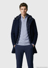 Lacivert Regular Fit Kapüşonlu Casual Dokuma Kaban