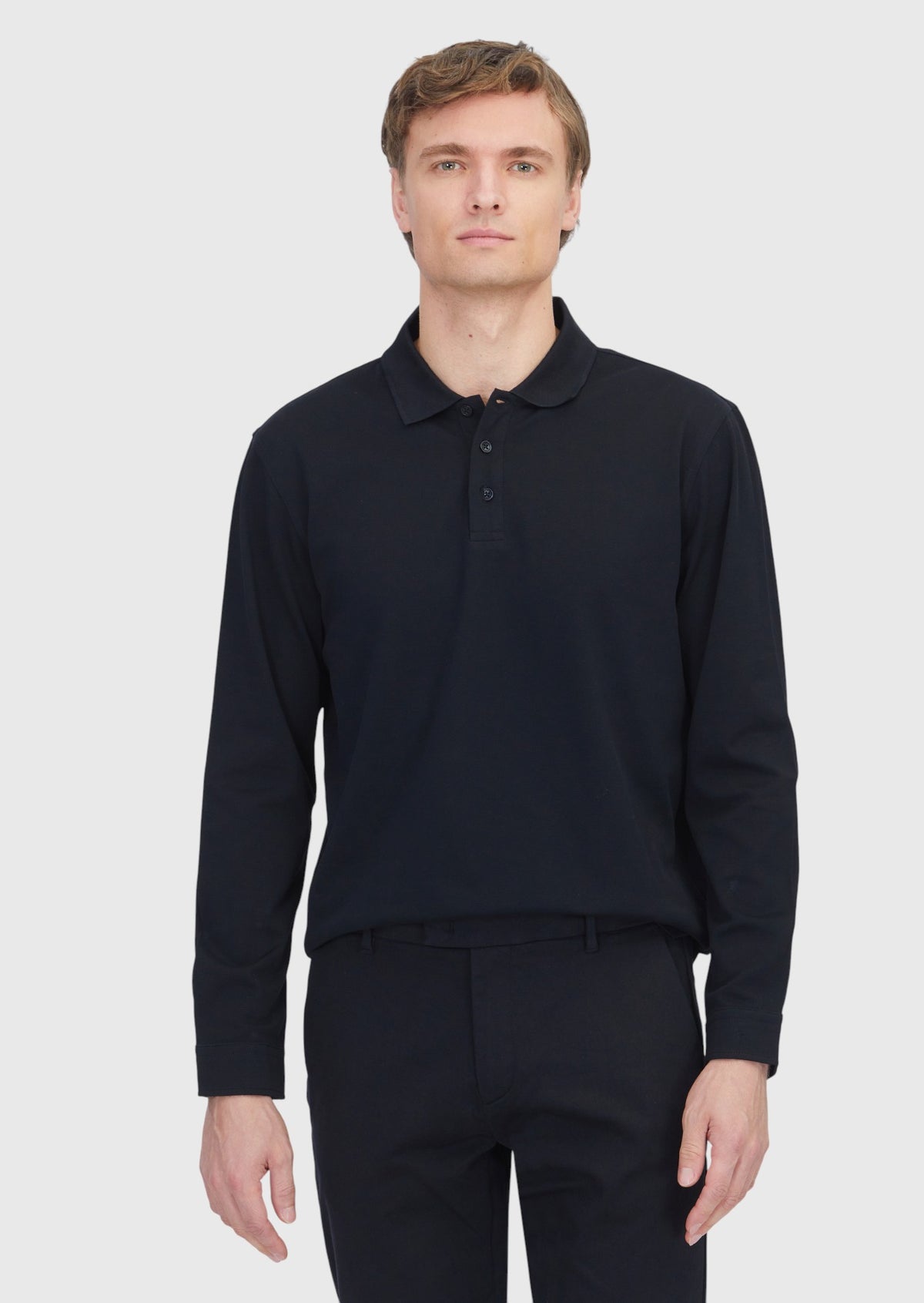 Siyah Düz Polo Yaka %100 Pamuk T-Shirt
