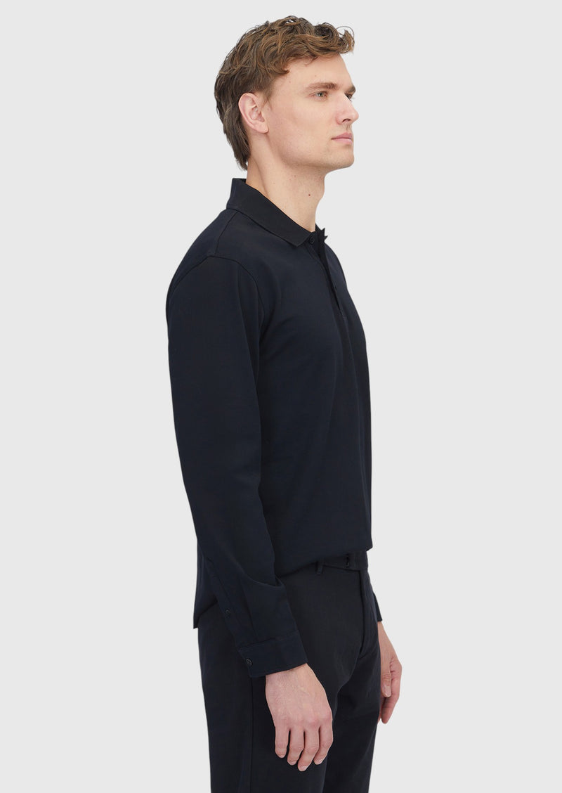 Siyah Düz Polo Yaka %100 Pamuk T-Shirt