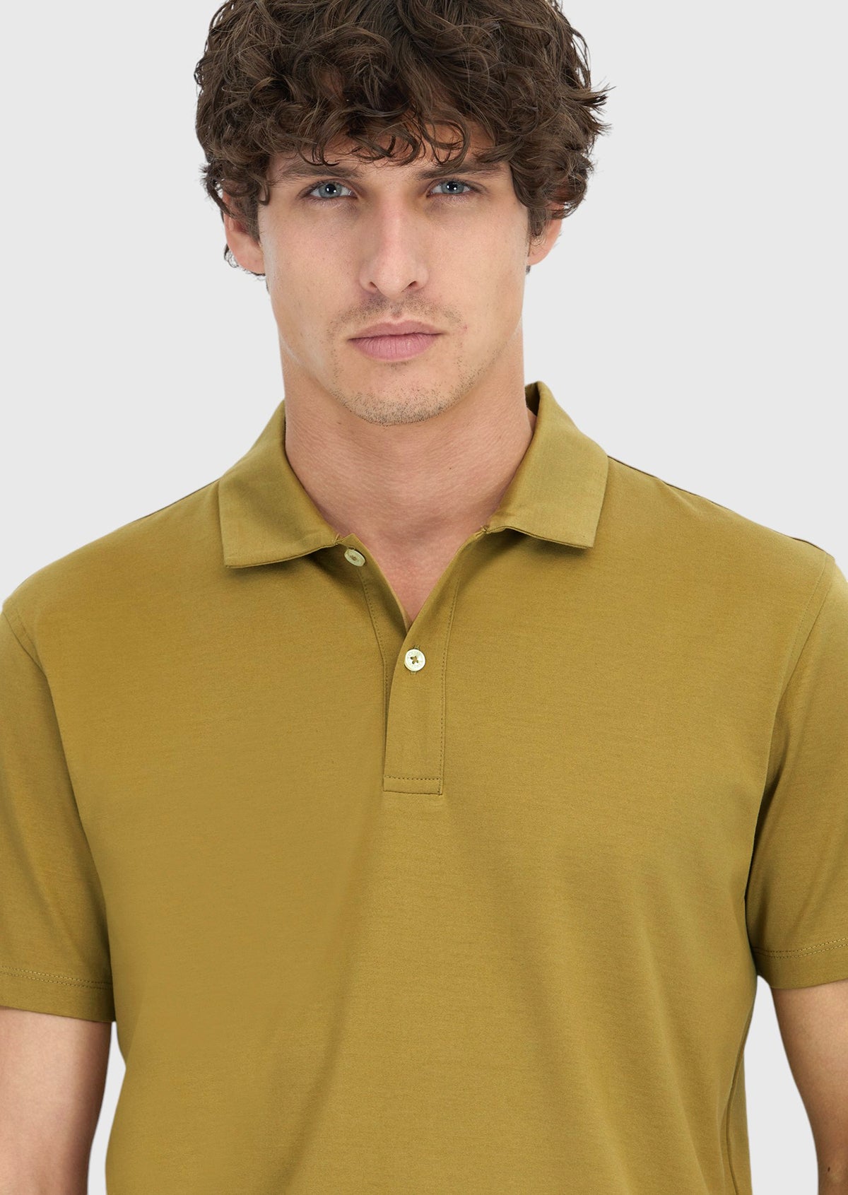 Zeytin Yeşili Düz Polo Yaka %100 Pamuk T-Shirt