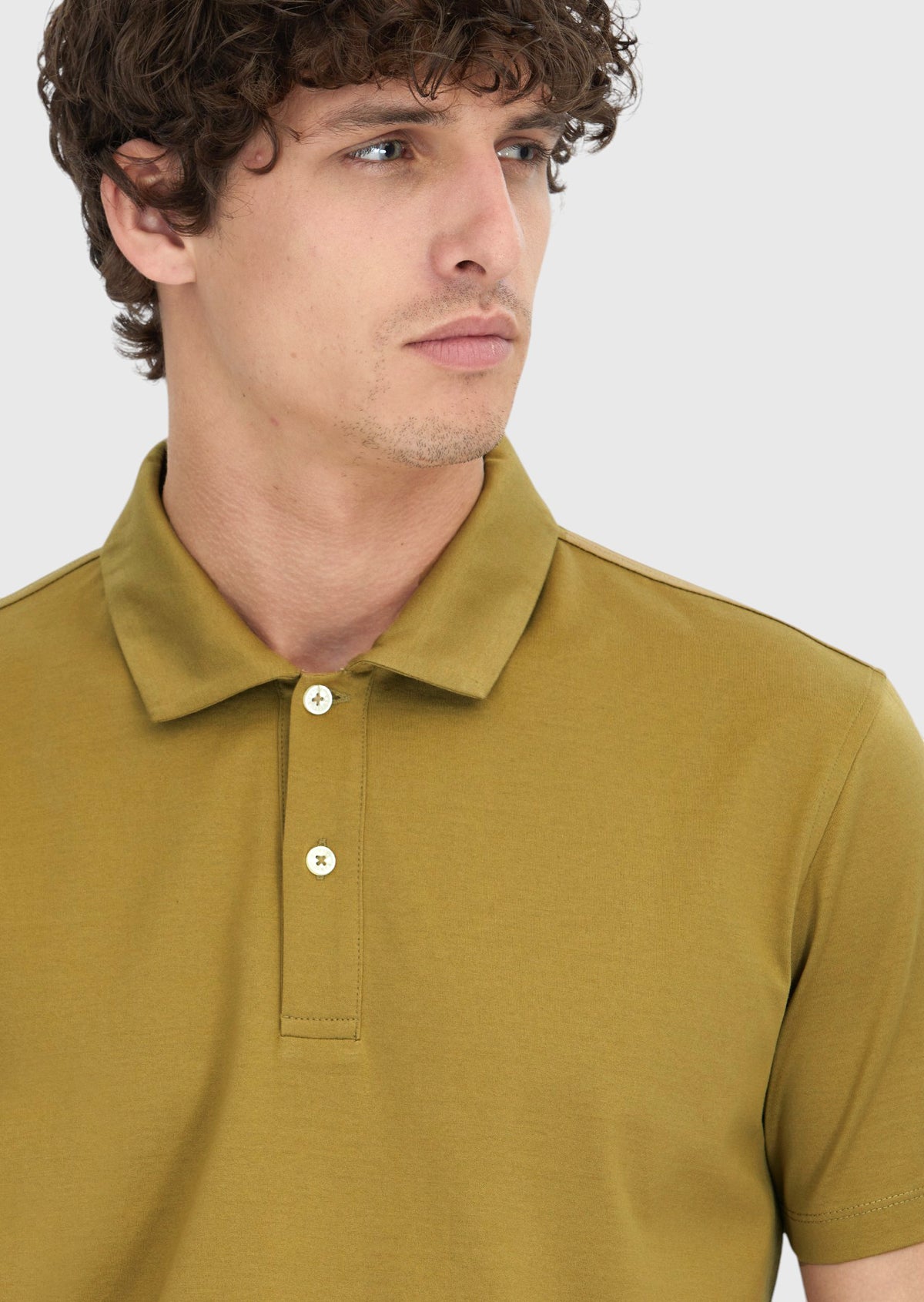 Zeytin Yeşili Düz Polo Yaka %100 Pamuk T-Shirt