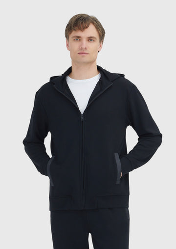 Siyah Kapüşonlu Düz Sweatshirt