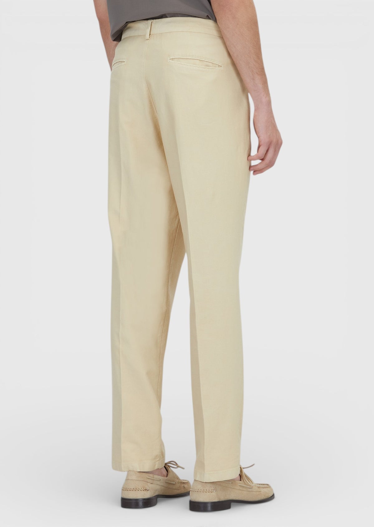 Sarı Düz Dokuma Regular Fit Casual Pamuk Karışımlı Pantolon