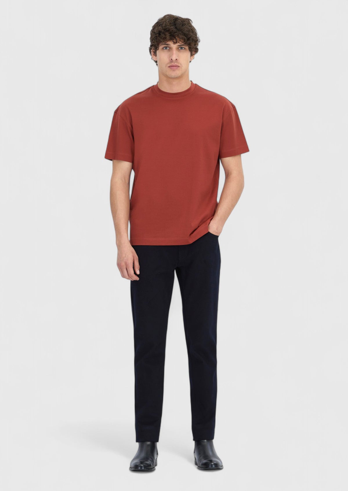 Bordo Düz Bisiklet Yaka %100 Pamuk T-Shirt