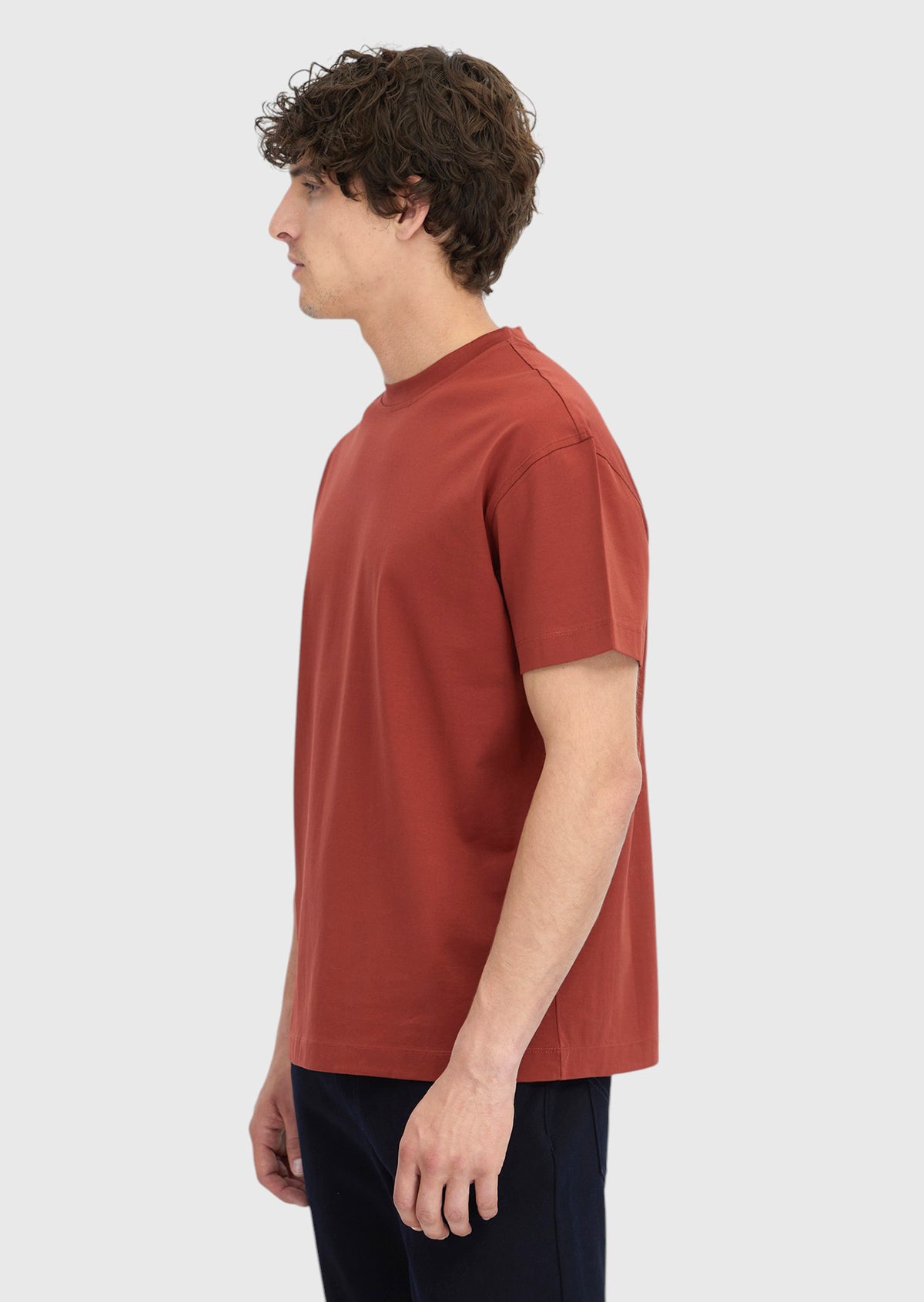 Bordo Düz Bisiklet Yaka %100 Pamuk T-Shirt