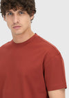 Bordo Düz Bisiklet Yaka %100 Pamuk T-Shirt