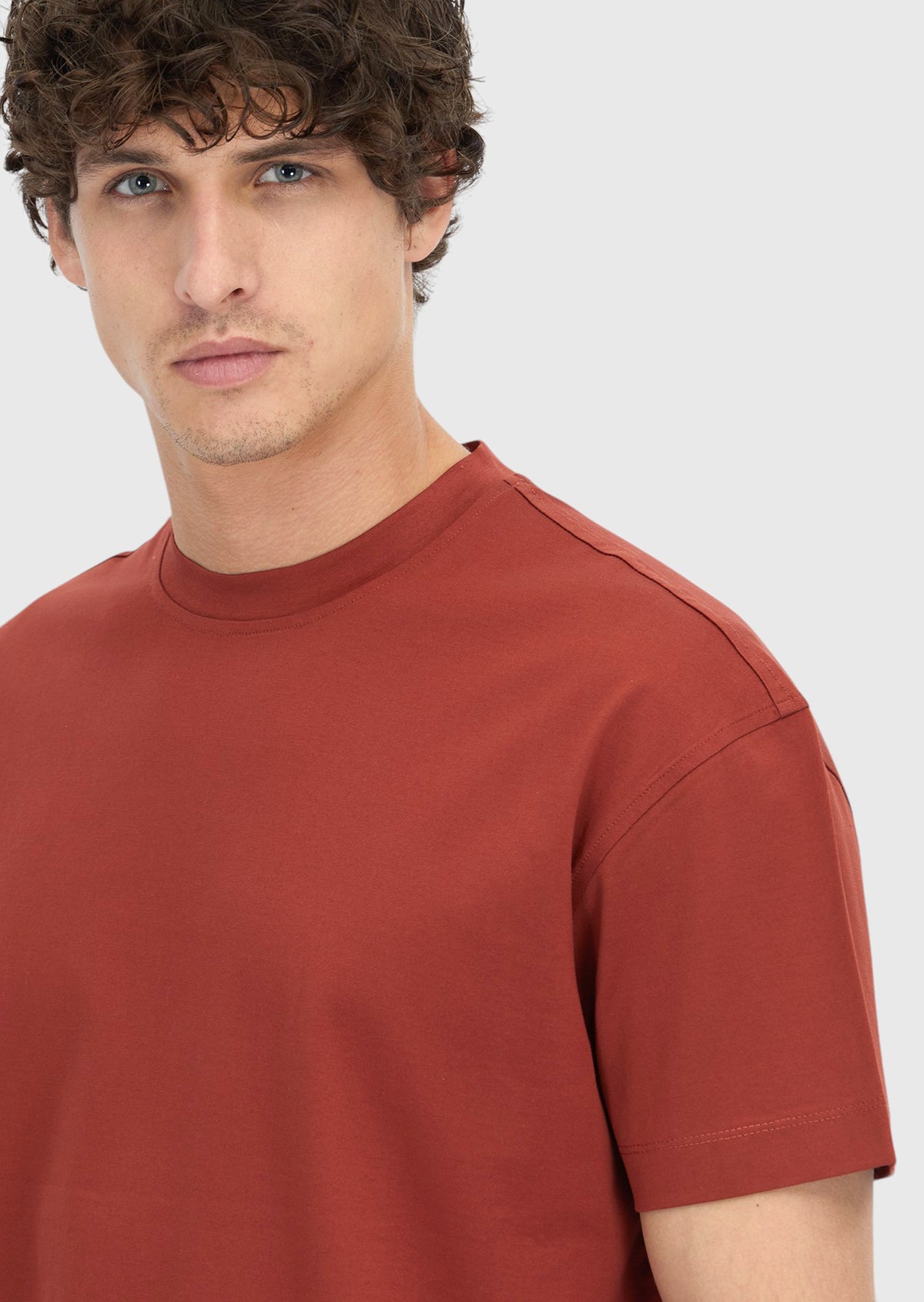 Bordo Düz Bisiklet Yaka %100 Pamuk T-Shirt