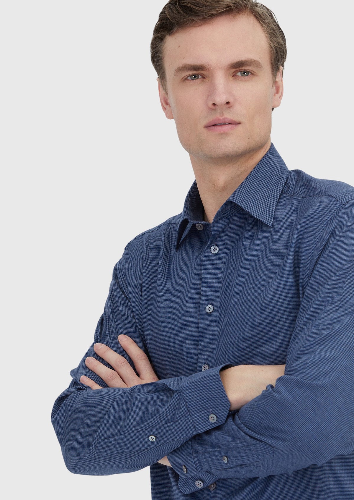 İndigo Casual Fit Uzun Dokuma Casual %100 Pamuk Gömlek