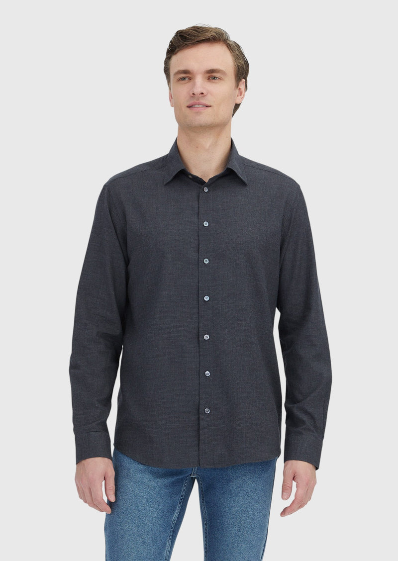 Antrasit Casual Fit Uzun Dokuma Casual %100 Pamuk Gömlek