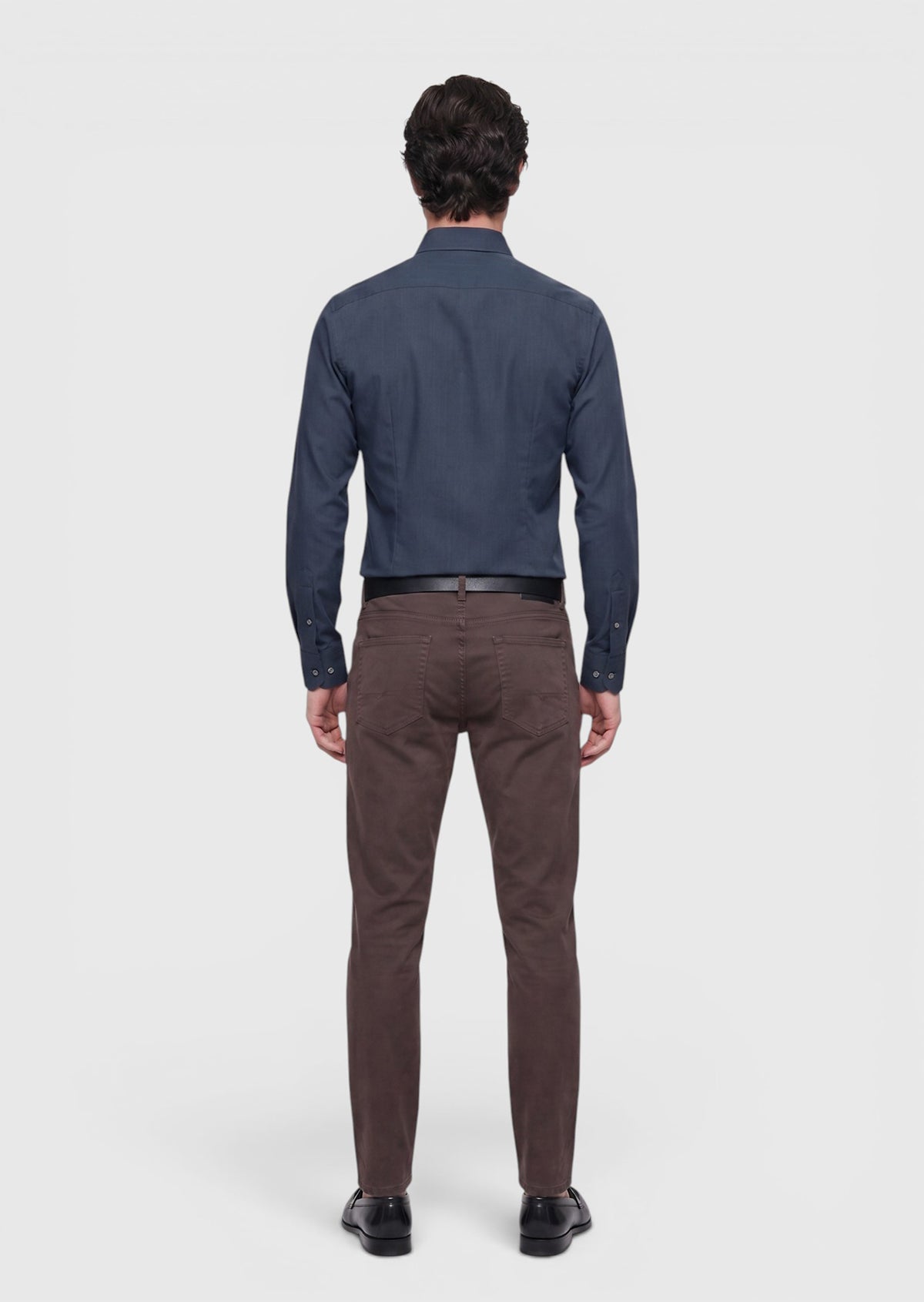 Antrasit Düz Casual Fit Uzun Dokuma Casual İpek Karışımlı Gömlek