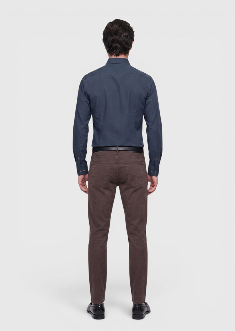 Antrasit Düz Casual Fit Uzun Dokuma Casual İpek Karışımlı Gömlek