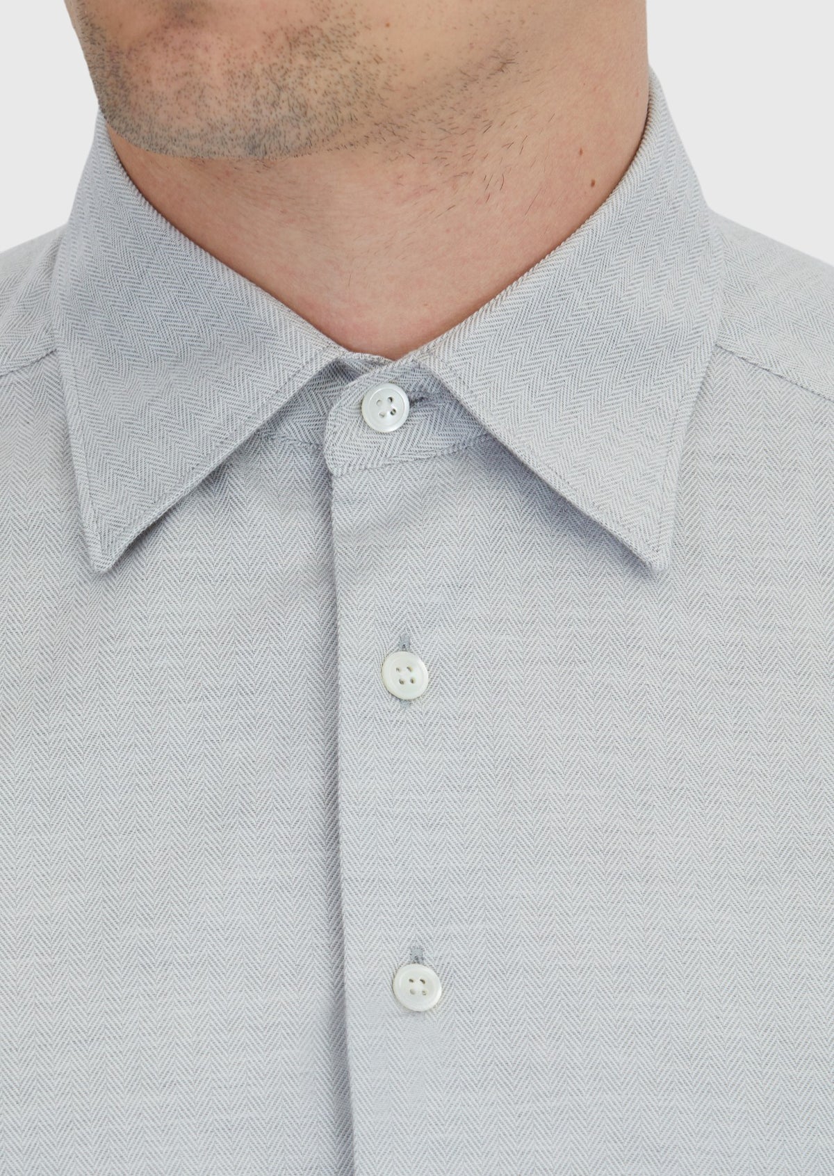 Açık Gri Desenli Casual Fit Uzun Dokuma Casual %100 Pamuk Gömlek
