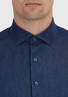 İndigo Düz Casual Fit Uzun Dokuma Casual %100 Pamuk Gömlek