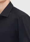 Siyah Düz Regular Fit Uzun Casual Pamuk Karışımlı Gömlek