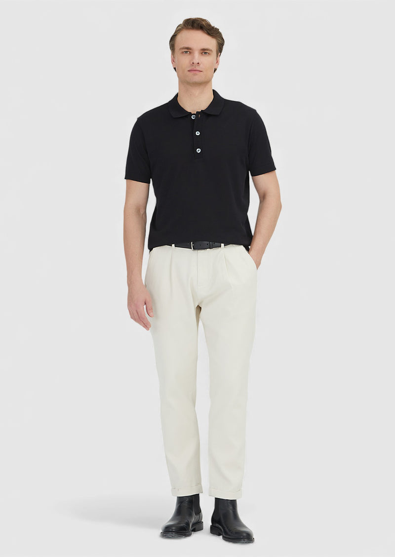 Siyah Düz Polo Yaka %100 Pamuk T-Shirt