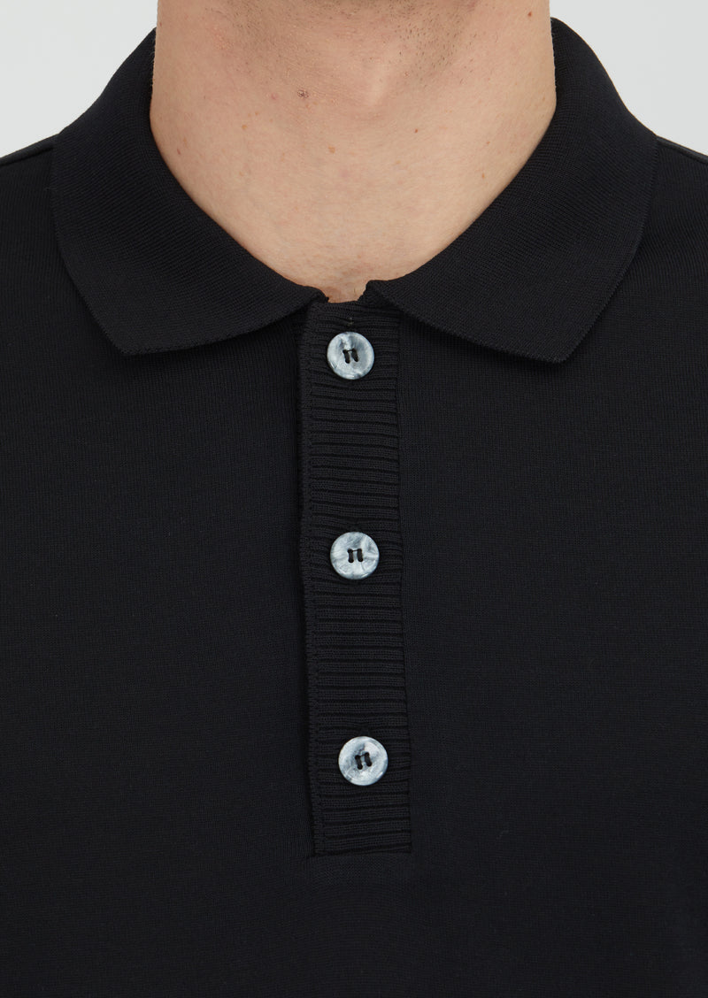 Siyah Düz Polo Yaka %100 Pamuk T-Shirt