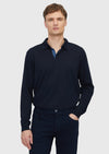 Lacivert Polo Yaka Düz Sweatshırt