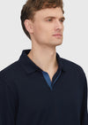 Lacivert Polo Yaka Düz Sweatshırt