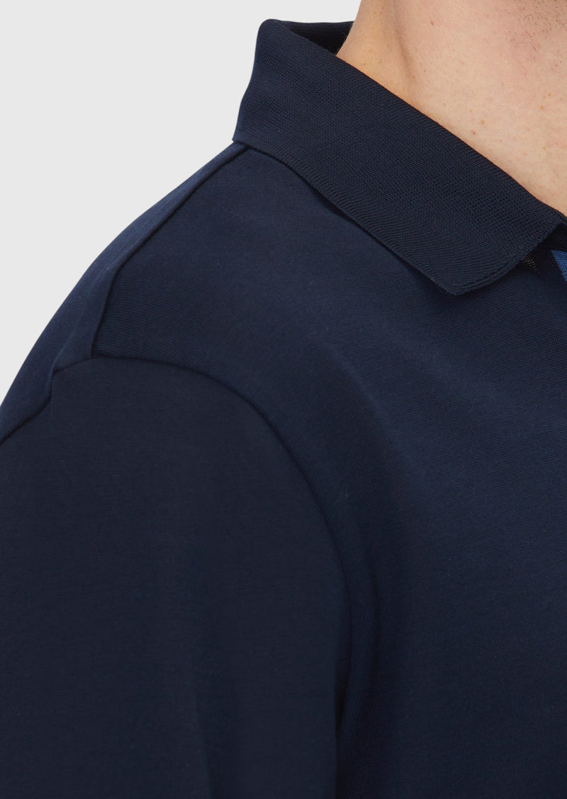 Lacivert Polo Yaka Düz Sweatshırt