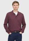 Bordo Polo Yaka Jakarlı Sweatshırt