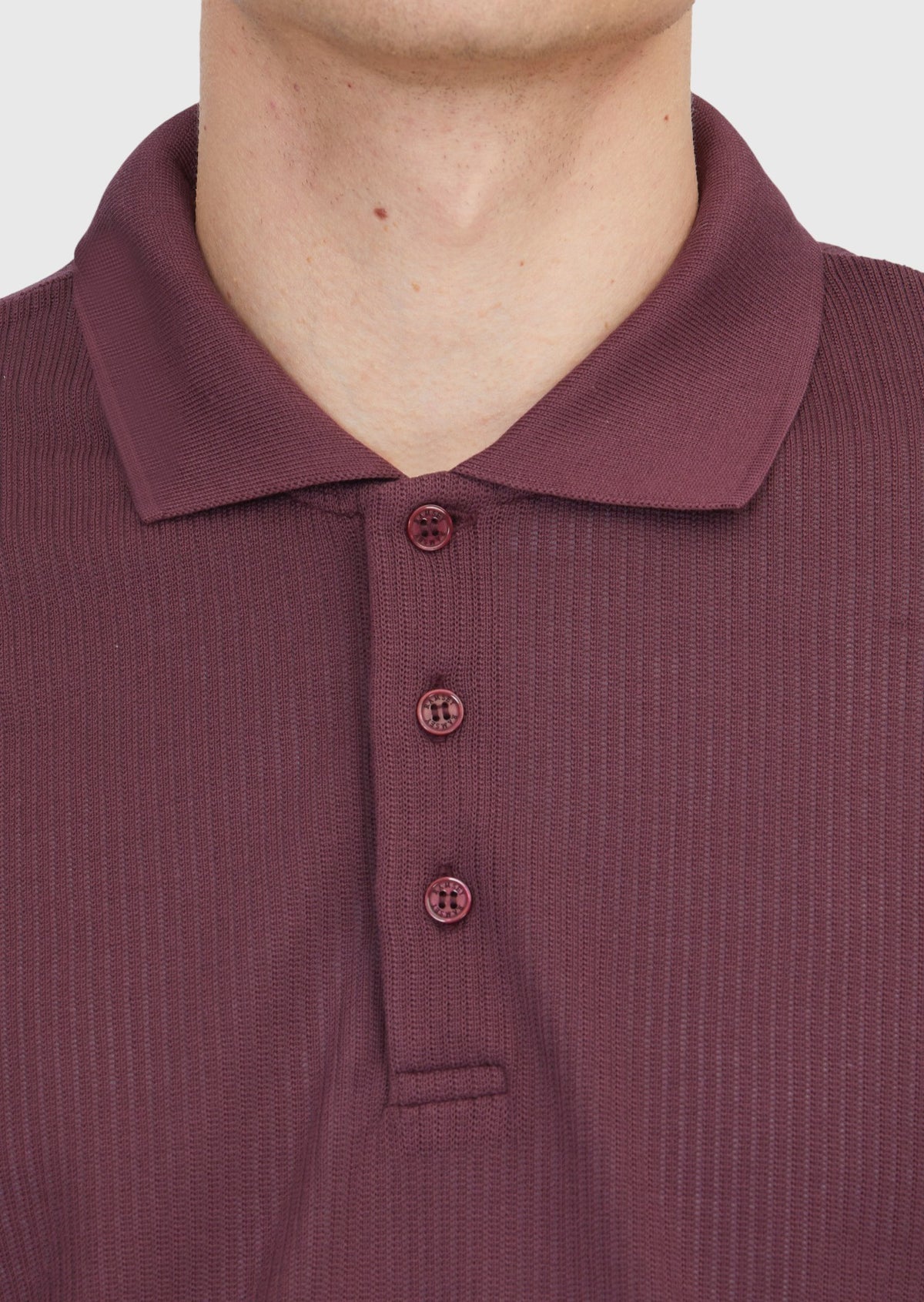 Bordo Polo Yaka Jakarlı Sweatshırt