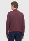 Bordo Polo Yaka Jakarlı Sweatshırt