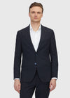 Koyu Lacivert Desenli Zeroweight Slim Fit %100 Yün Takım Elbise