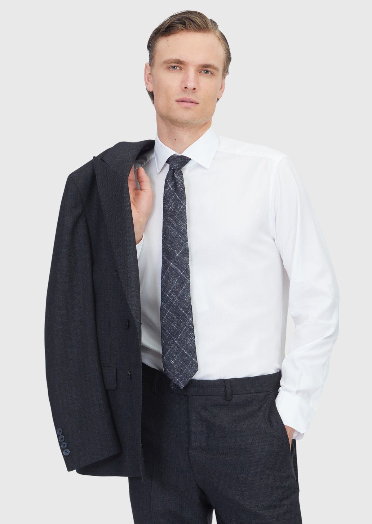 Siyah Mikro Zeroweight Slim Fit Yün Karışımlı Takım Elbise