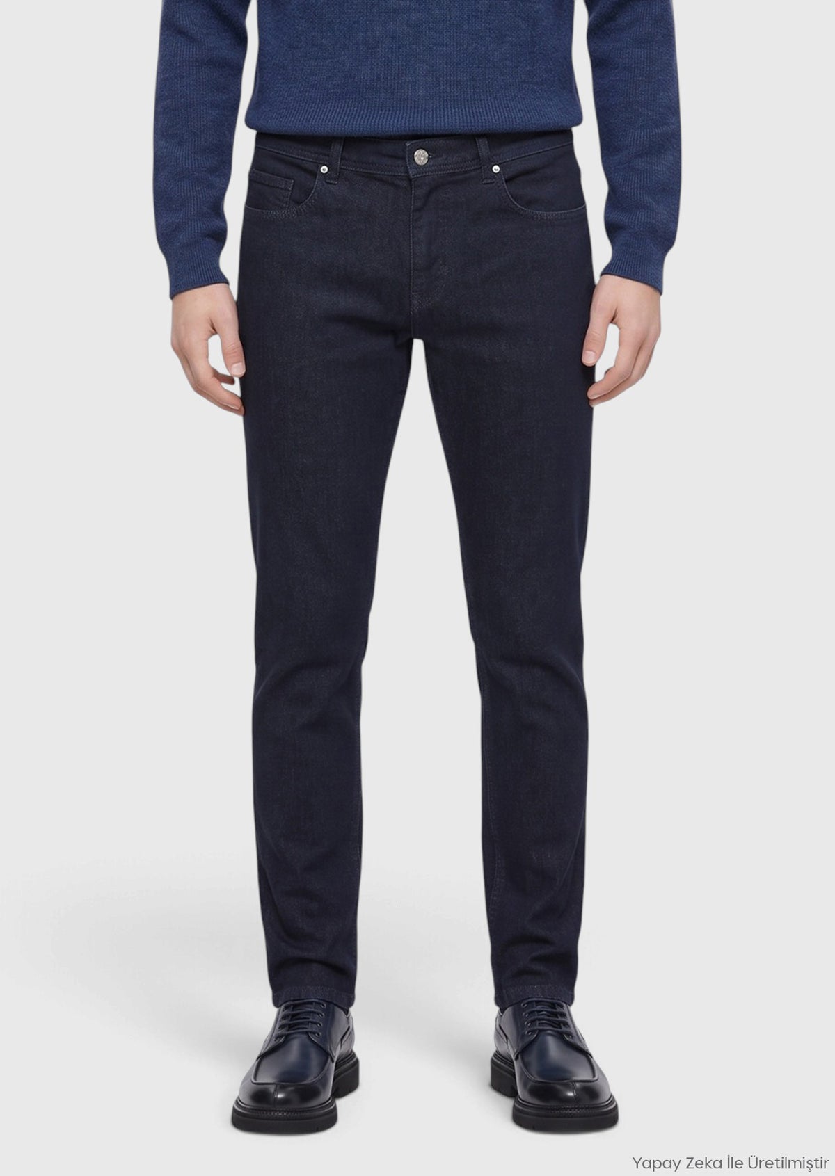 Lacivert Slim Fit Denim Pamuk Karışımlı Pantolon