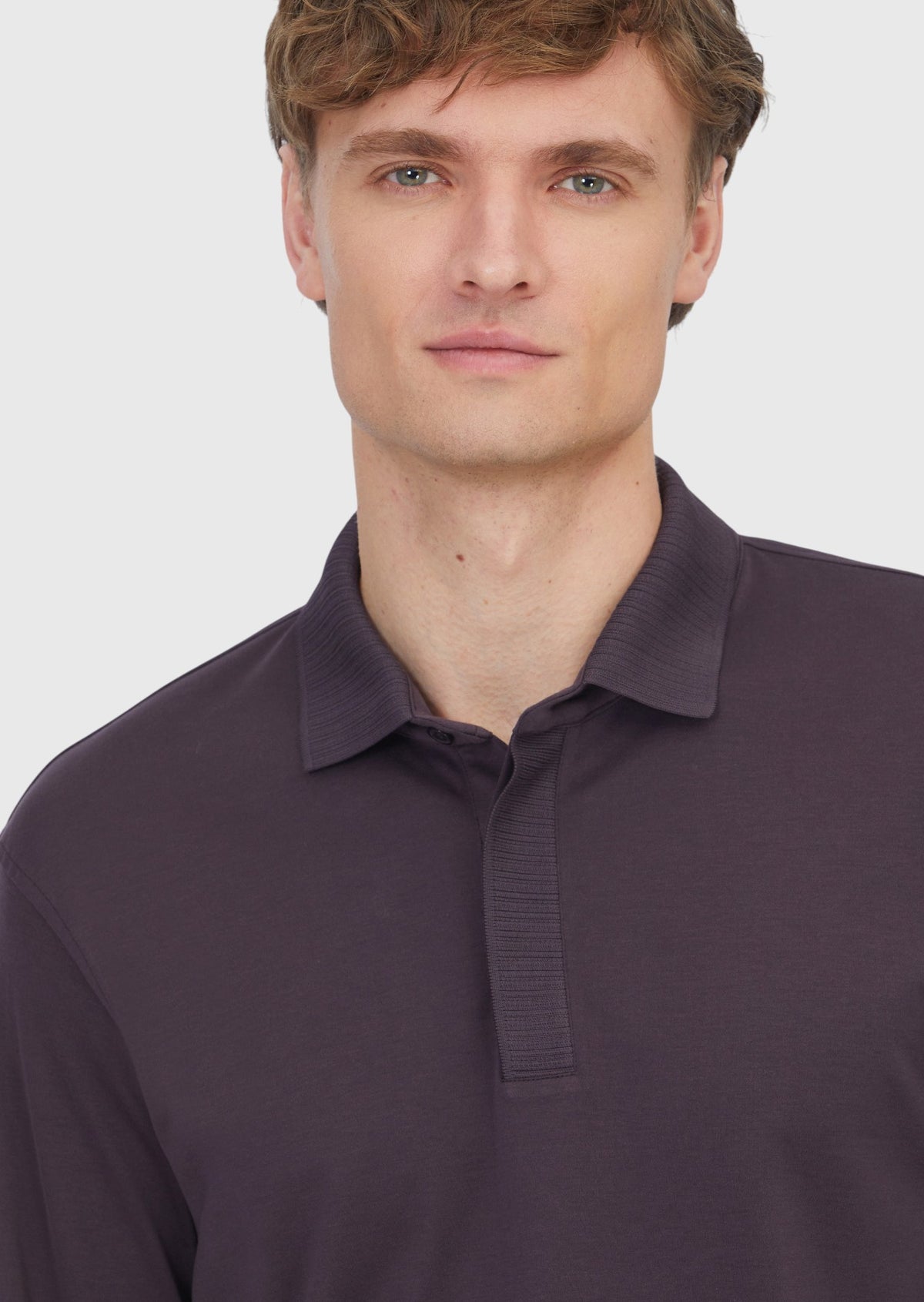 Mürdüm Düz Polo Yaka %100 Pamuk T-Shirt