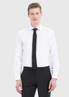 Beyaz Düz Slim Fit Uzun Dokuma Klasik Pamuk Karışımlı Gömlek