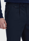 Lacivert Düz Dokuma Regular Fit Casual Yün Karışımlı Pantolon
