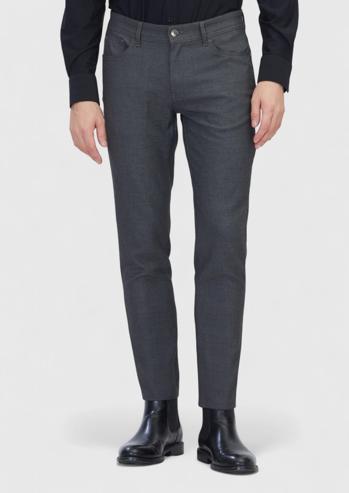 Gri Düz Dokuma Slim Fit Casual Pantolon
