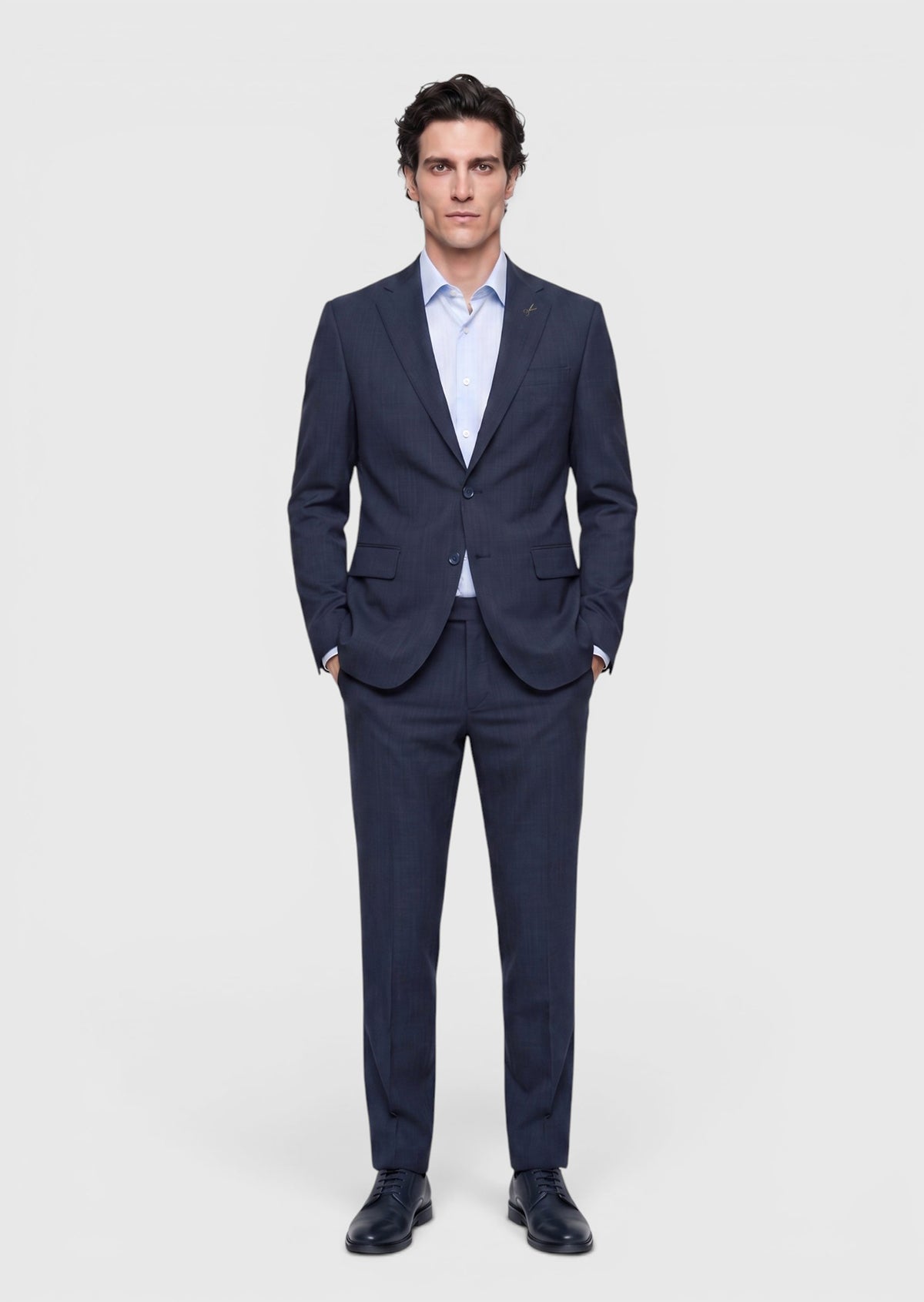 Lacivert Mikro Modern Fit %100 Yün Takım Elbise