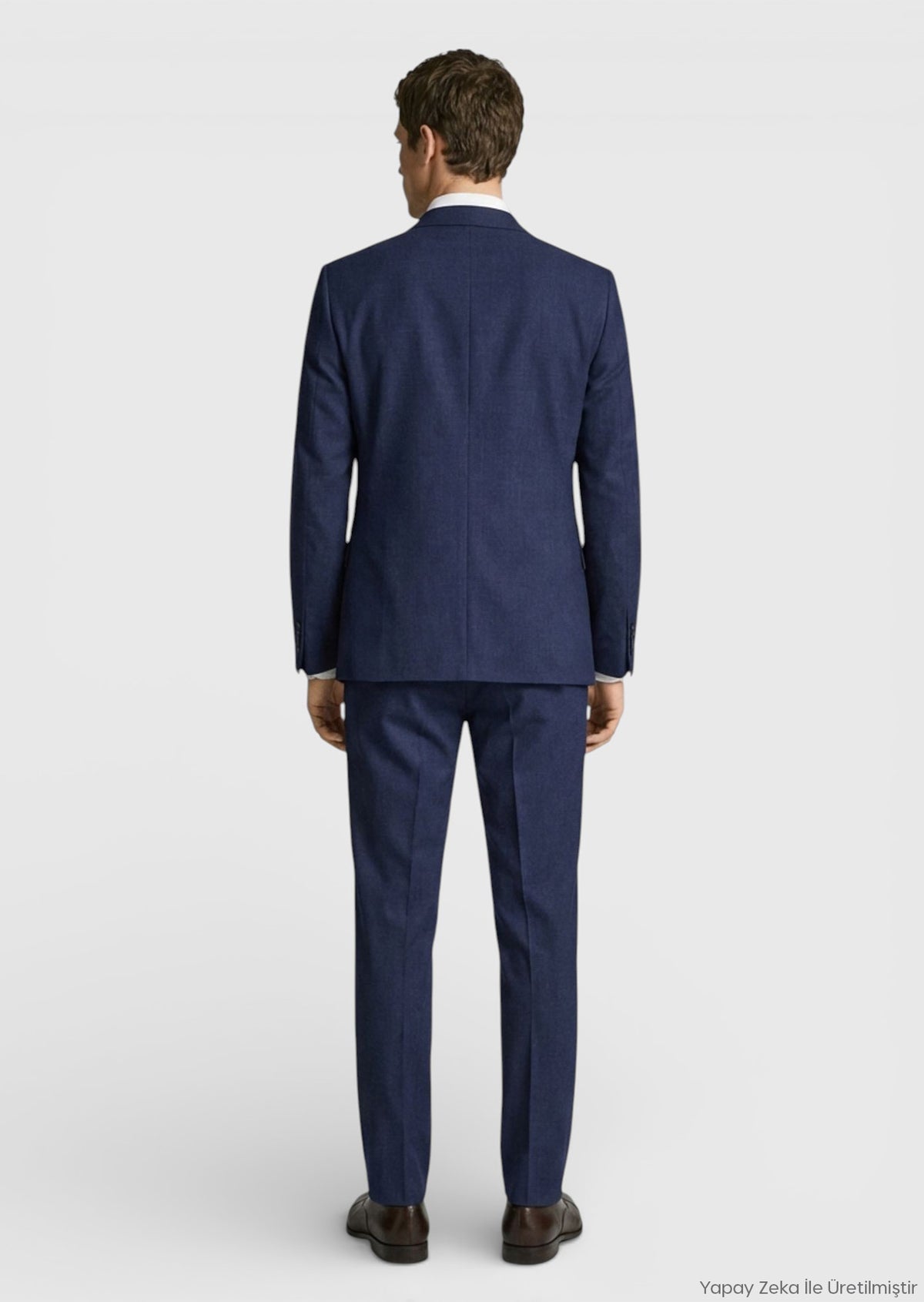 Açık Lacivert Düz Modern Fit %100 Yün Takım Elbise